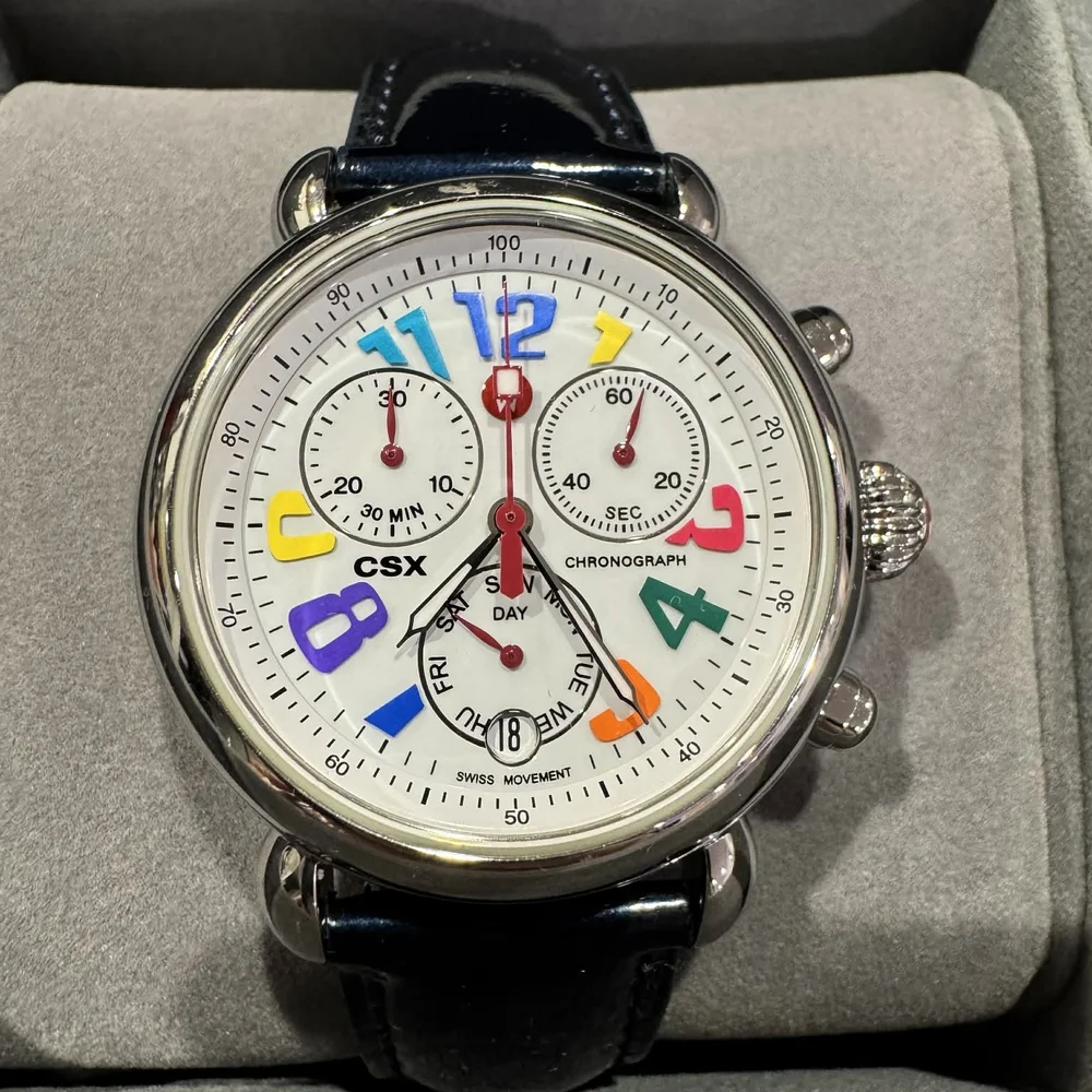 Michele Multicolor Dial Watch with Black Strap - Picture 3 of 10